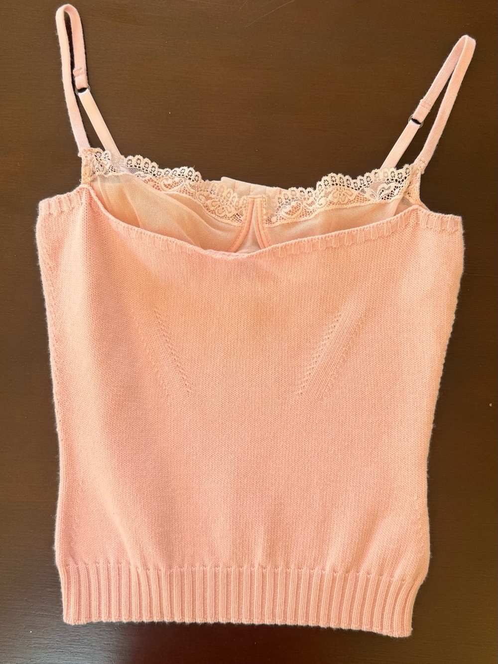Twin-Set Peach Lace-Trim Knit Cami